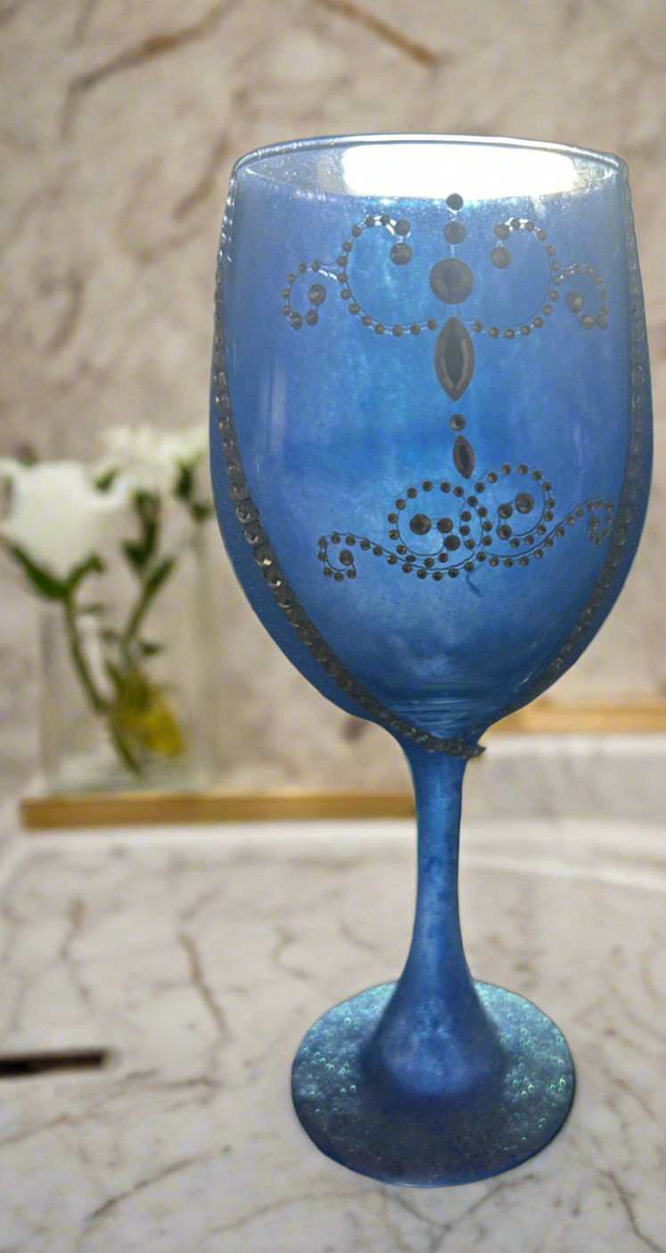 Cinderella Blue Wine Glasses